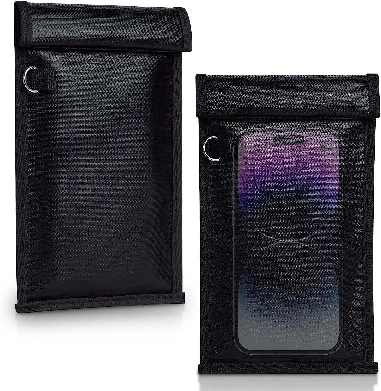 2 Pack Military Grade Faraday Bags, Fireproof Waterproof Signal Blocking Pouch for Cell Phone & Car Keys, RFID GPS WIFI NFC Blocker, Anti-Tracking Privacy Shielding Pouch for Daily Travel