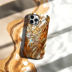 Pearl Design Phone Case Orange Gold Abalone Shell Print Cover for iPhone 17 16 15 14 13 12 Pro Max Samsung s26 s25 Google Pixel, Accessories, Smartphone