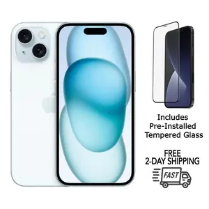 Refurbished Apple iPhone 15 (Fully Unlocked) A2846 Excellent Condition with Tempered Glass Screen Protector & 1 Year Warranty