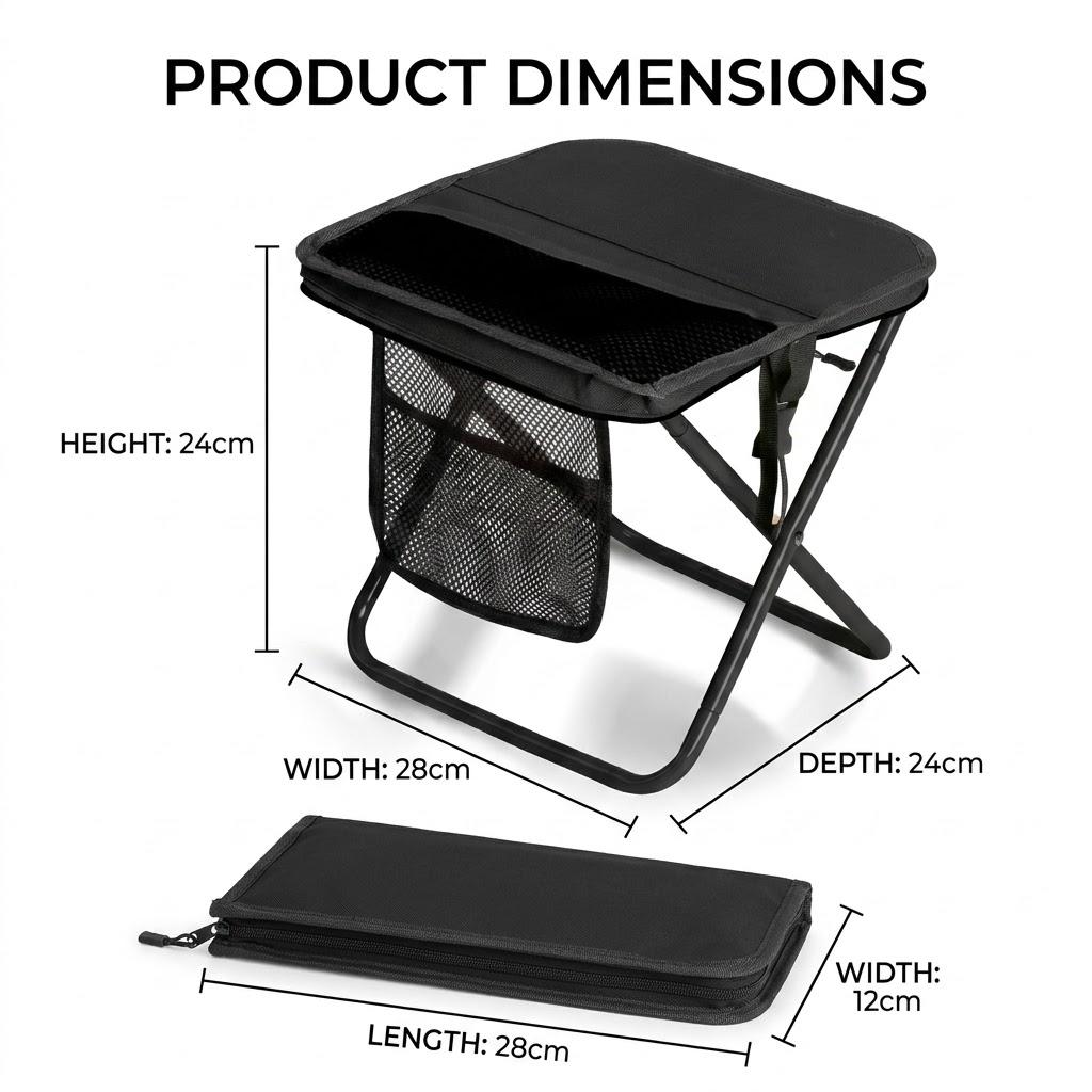 Portable Folding Camping Chair, Multi-Functional Outdoor Stool for Camping & Fishing, Compact Foldable Mini Bench Seat, Lightweight Travel Stool