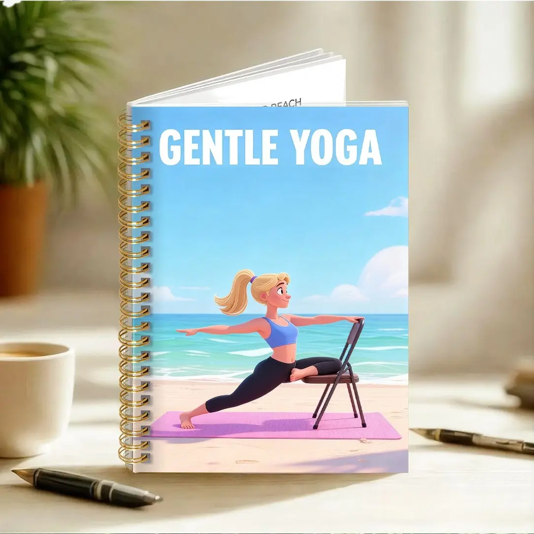 1PC Chair Yoga Spiral Notebook.inspirational Yoga Notebook, A Complete Training Program with Low-intensity Exercises for Improving Strength - 5.5*8.3 Inches. A Fitness Notebook for The Elderly, Gym Learning Tracking.