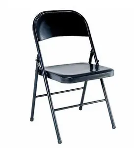 All-Steel Metal Folding Chair, Double-Braced, Black – Heavy-Duty Portable Seating for Home, Events, Parties & Office