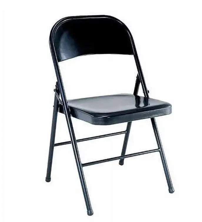 All-Steel Metal Folding Chair, Double-Braced, Black – Heavy-Duty Portable Seating for Home, Events, Parties & Office