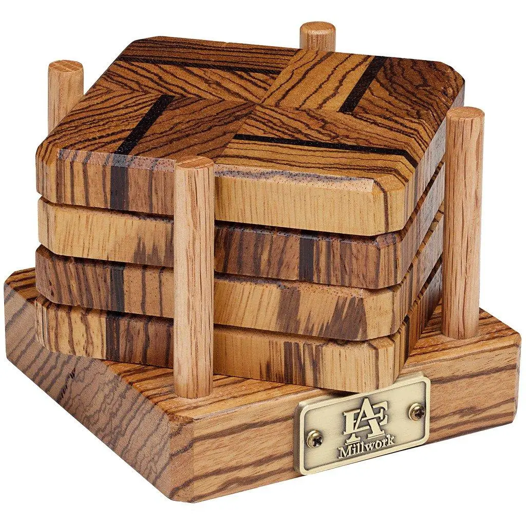 Wenge and Tiger Wood Coasters End Grain with Base