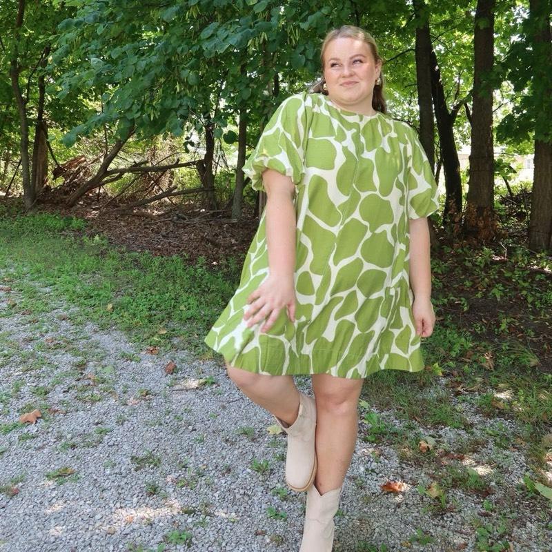 Earthy Green & Cream Casual Dress | Fall Dress | Cute Casual Dress | Girly Dress with Pockets!