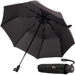 Gorilla Grip Windproof Compact Stick Umbrella for Rain, Travel One-Click Automatic Open and Close, Lightweight, Portable, Strong Reinforced Fiberglass Ribs, Easily Collapsible