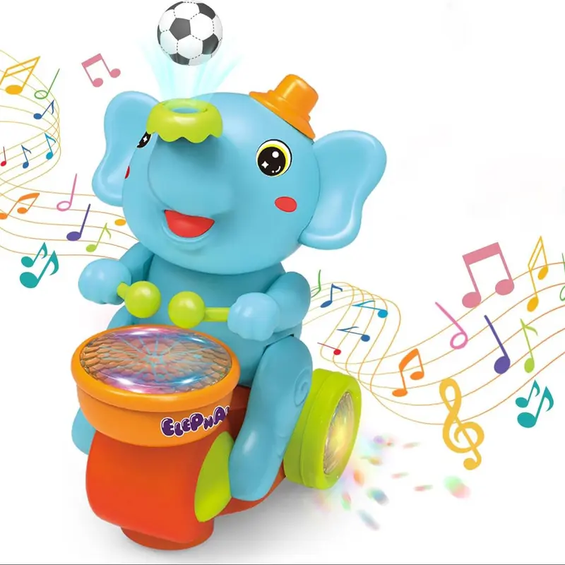 Electric Elephant Toy with Balls, Multifunctional Electric Walking Music Elephant Toy, Automatic Obstacle Avoidance and Colorful Lights Musical Light Up for Kids