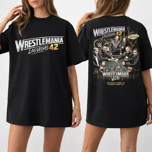 WrestleMania Vegas 42 Graphic Tee – Poker Table Showdown Wrestling Shirt