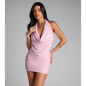 Glitz Happens Glitter Halter Mini Dress