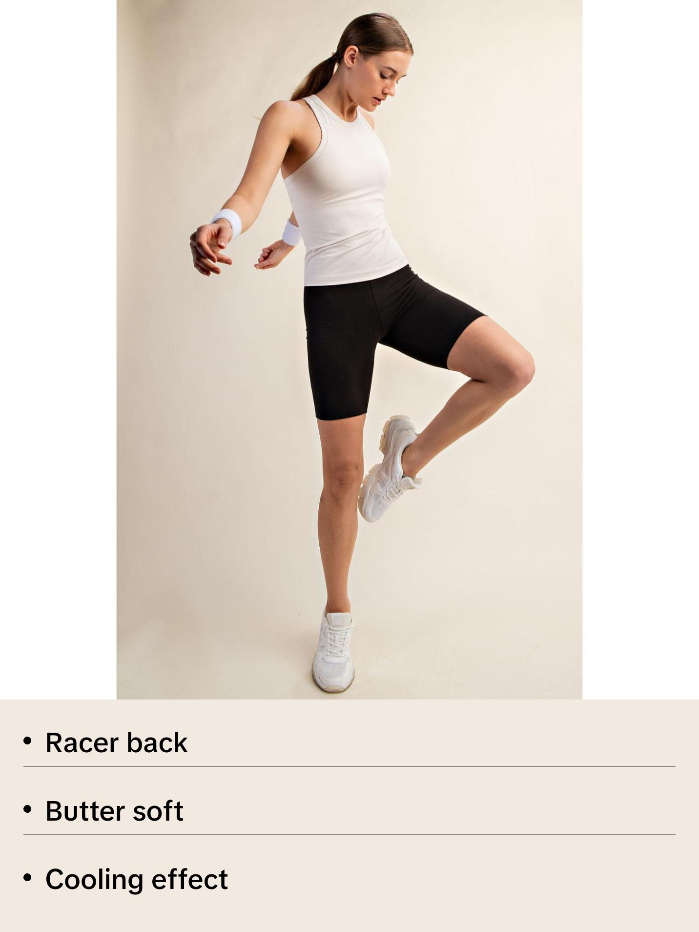 The Frankie Racer Back Tank Top - White Pearl