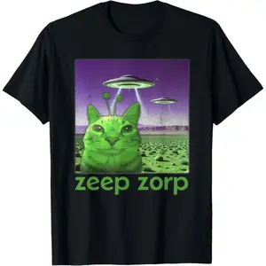 Cotton casual Funny Alien Cat Meme Graphic T-Shirt