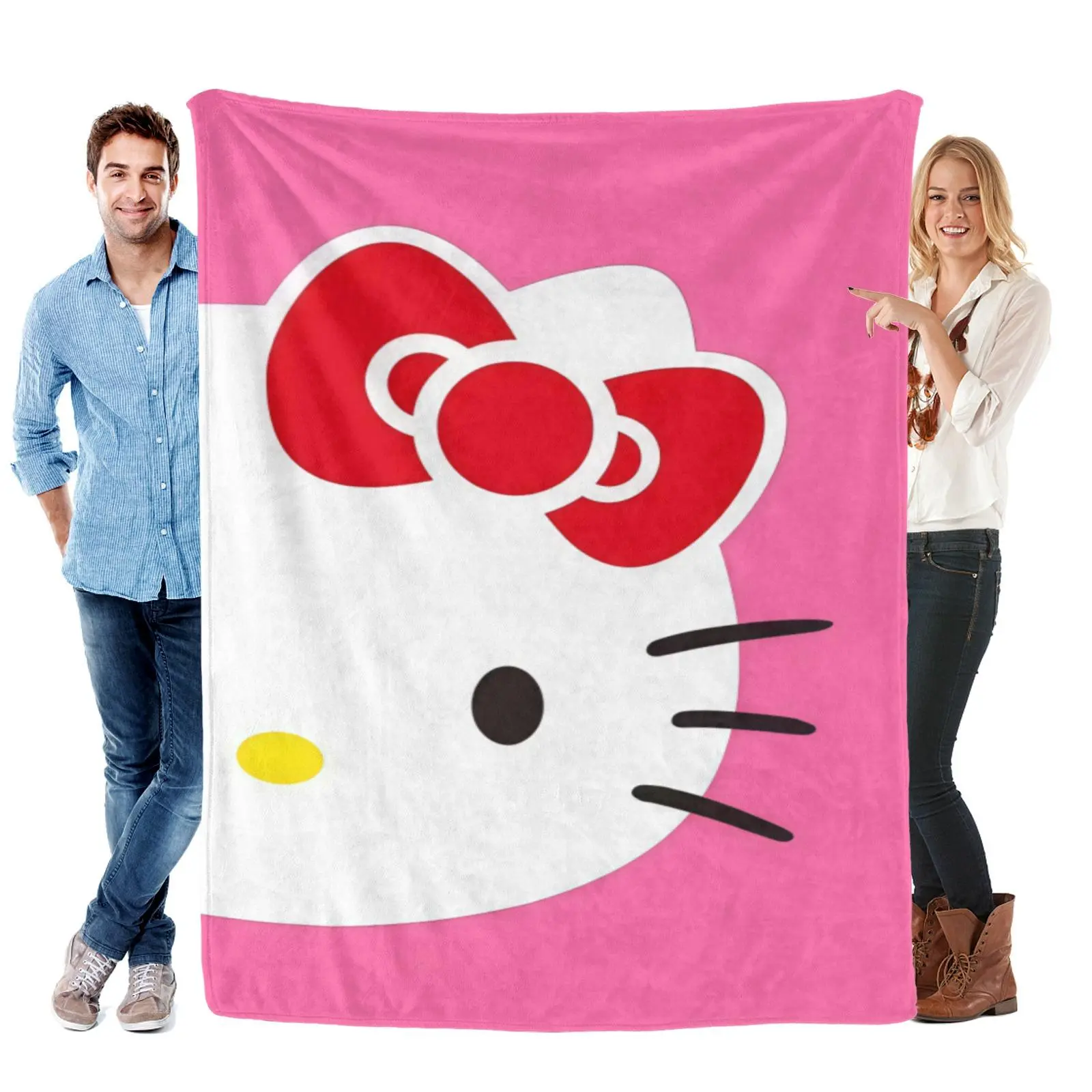Sanrio Hello Kitty Large Red Bow Cartoon Blanket,Flannel,Living Room Sofa Throw Cover