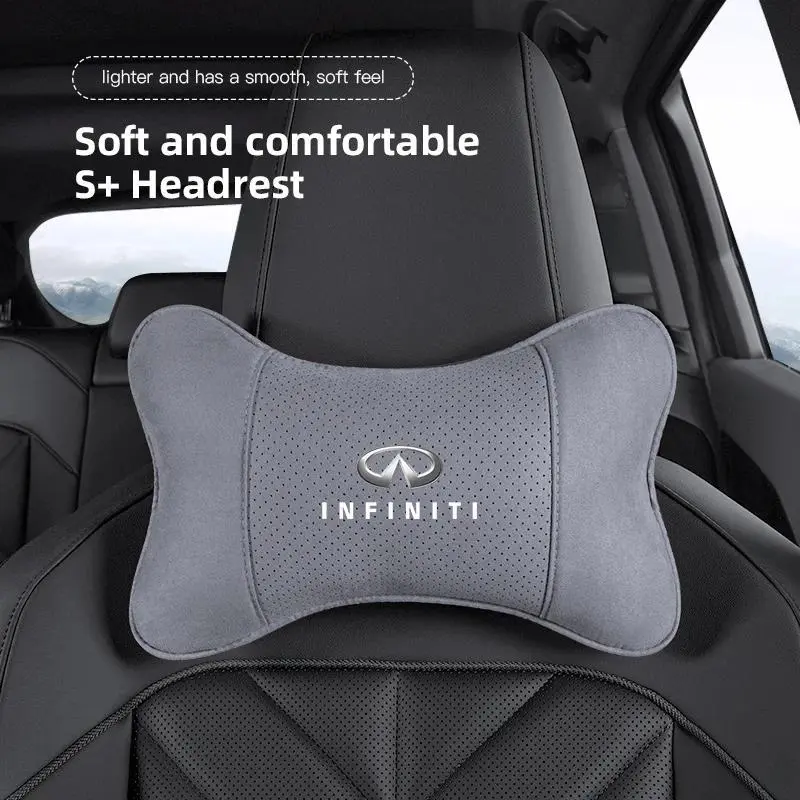 Car Seat Headrest Soft Suede Neck Pillow For Infiniti Q50 G37 FX30 FX35 Q60 QX50 M37 ESQ JX35 Q30 FX50 Auto Interior Accessories