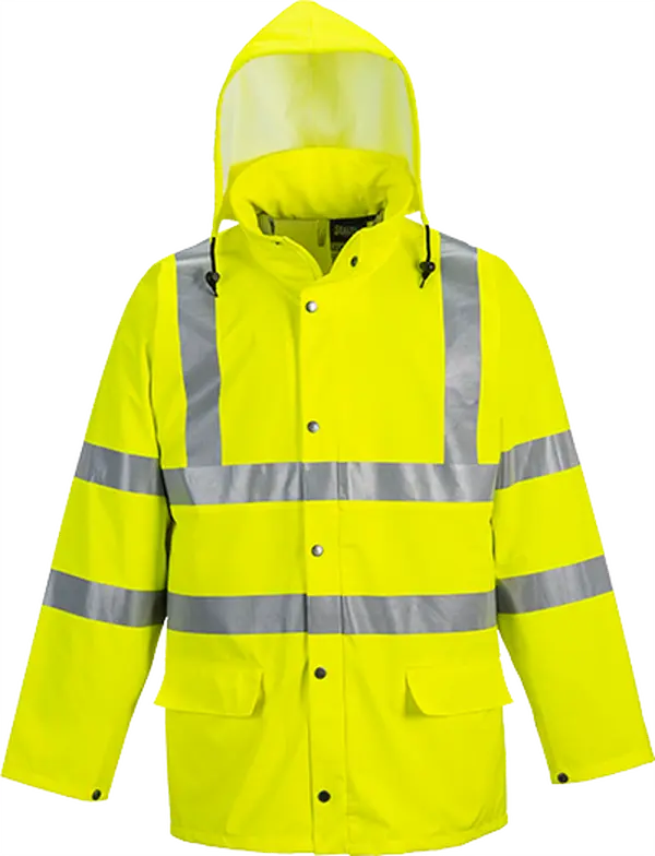 Portwest US491 4XL Sealtex Ultra Unlined Work Safety Jacket, Yellow - Regular, Water Resistant, Stretchy, 1.85 lbs, 2 Deep Lower Pockets with Flaps, 2-Way Zipper
