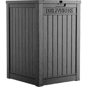 55 Gallon Lockable Secure Package Delivery Box, Waterproof Outdoor Package Drop Container for Porch Patio and Curbside, Black