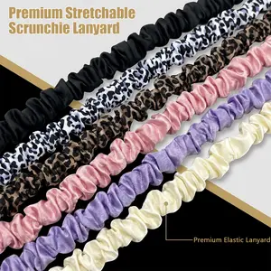 Long Neck Lanyard with Zinc Alloy Lobster D-Ring Clasp Multi-Purpose Keychain Holder for ID Cards Keys Phones – Black Pink Purple White Leopard Cow