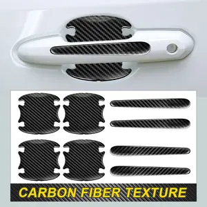 8Pack Car Handle Sticker, 3D Carbon Fiber Door Bowl Protective Film, Anti-Scratch Auto Paint Cover Guard, Universal Waterproof Decor Sticker for Cars (4 Handle + 4 Bowl)