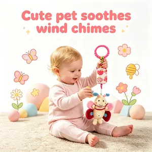 Yruizeup Baby Musical Hanging Toy, Cute Bee Plush Rattle with Wind Chime, Infant Sensory Toy for Stroller Crib Car Seat, Early Educational Toy for Newborn 0-12 Months, Perfect Baby Shower Gift