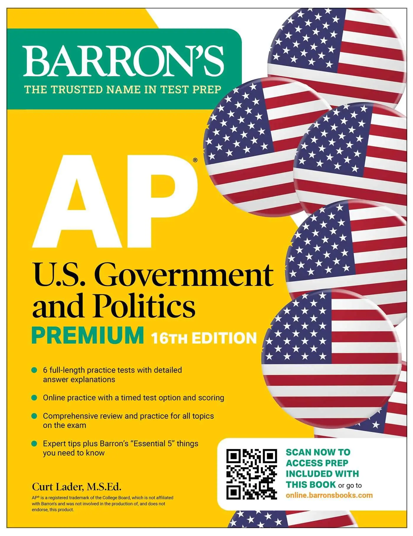 AP U.S. Government and Politics Premium, Sixteenth Edition: Prep Book with 6 Practice Tests + Comprehensive Review + on the internet Practice (2026) -- Barron's Educational Series - Paperback