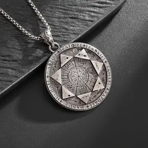 The 7 Archangels Protection Sigil Necklace Gothic Style Viral Trending TikTok Item for Men's Occult Fashion Unique Design Statement Piece