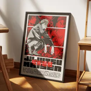 Jujutsu Kaisen Wall Art, Anime Poster of Yuji Itadori and Sukuna, Manga Style Prints For Fans, Japanese Decor without framed
