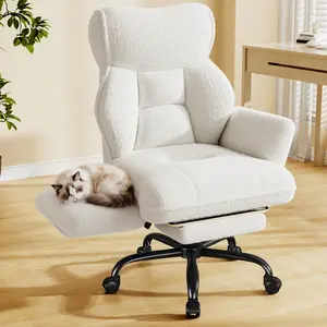 Raybee Big and Tall Office Chair with Adjustable Arms and Back, Ergonomic Office Chair with Footrest and Comfortable Fabric for Home Office, Bedroom