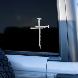 Three Nail Cross Decal Sticker | Christian Car Window Vinyl | Religious Faith Symbol