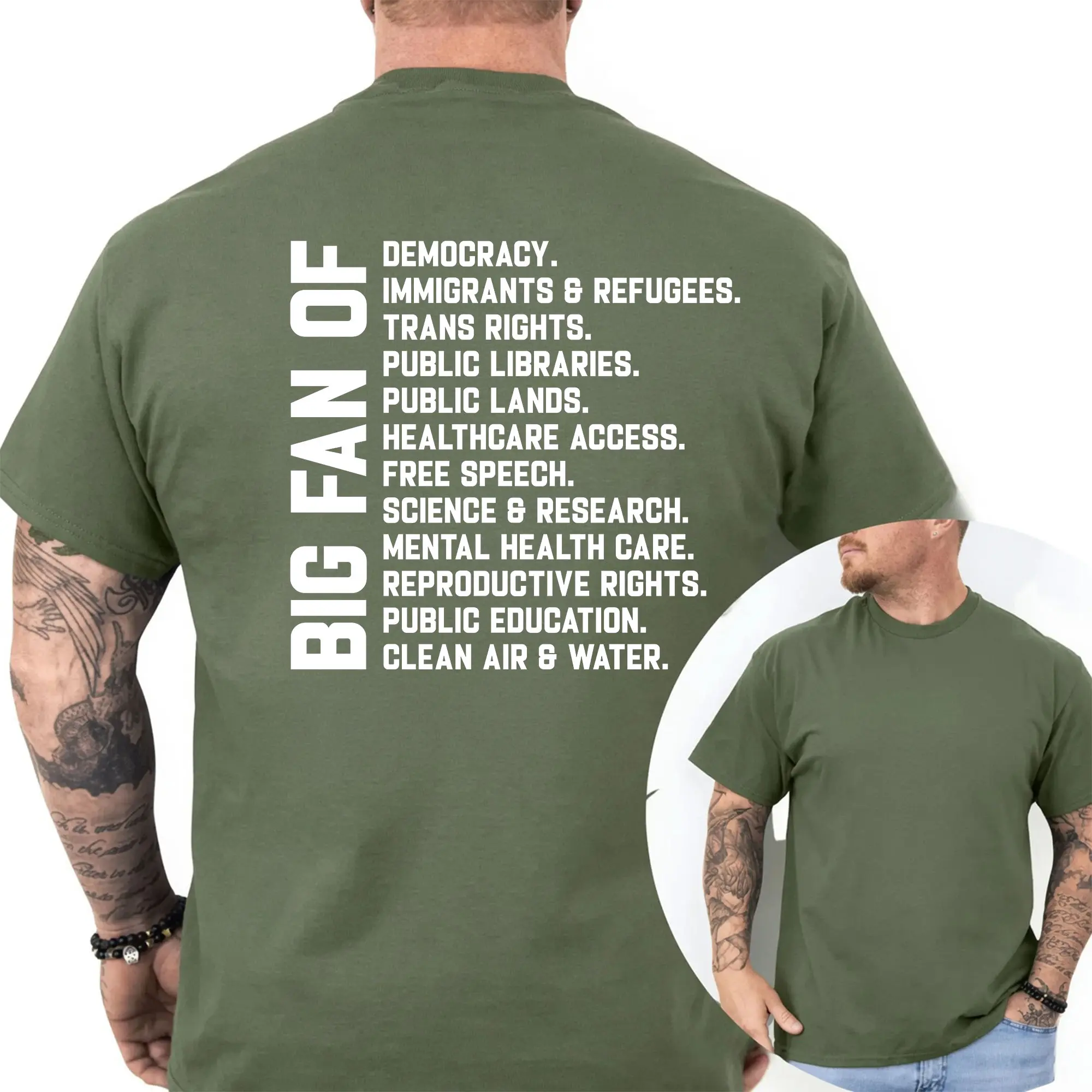 Big Fan Of Democracy Immigrants Public Libraries Free Speech Shirt, Progressive Political Statement Tee, Liberal Values Graphic T-Shirt