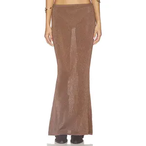 superdown Shelly Maxi Skirt in Brown Metallic