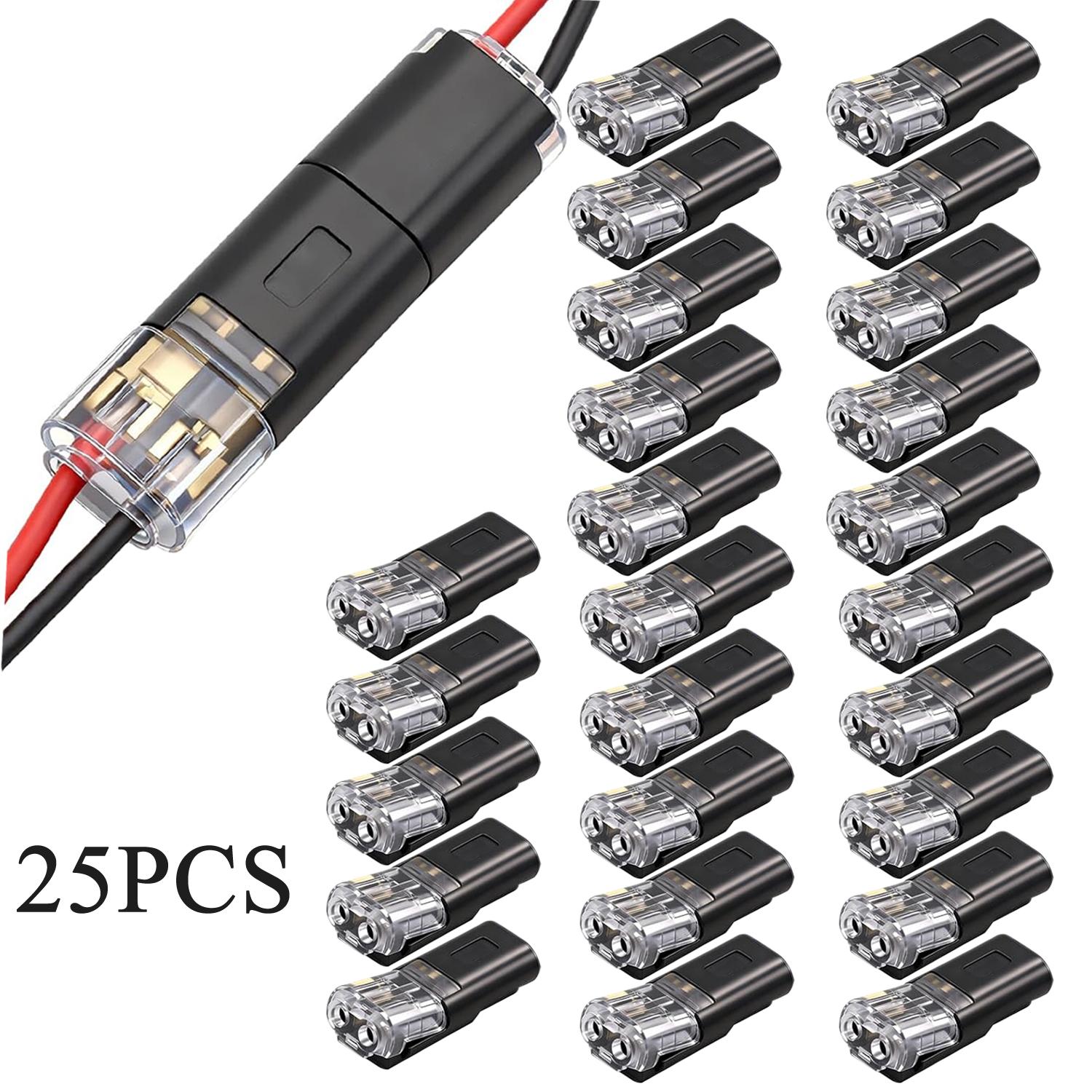 Double-Wire Plug-in Connector, Pluggable 2 Pin 2 Way Led Strip Lights Connectors Low Voltage Wire Connector with Locking Buckle, Fast Connect Plugs Led Connectors for Strip Lights