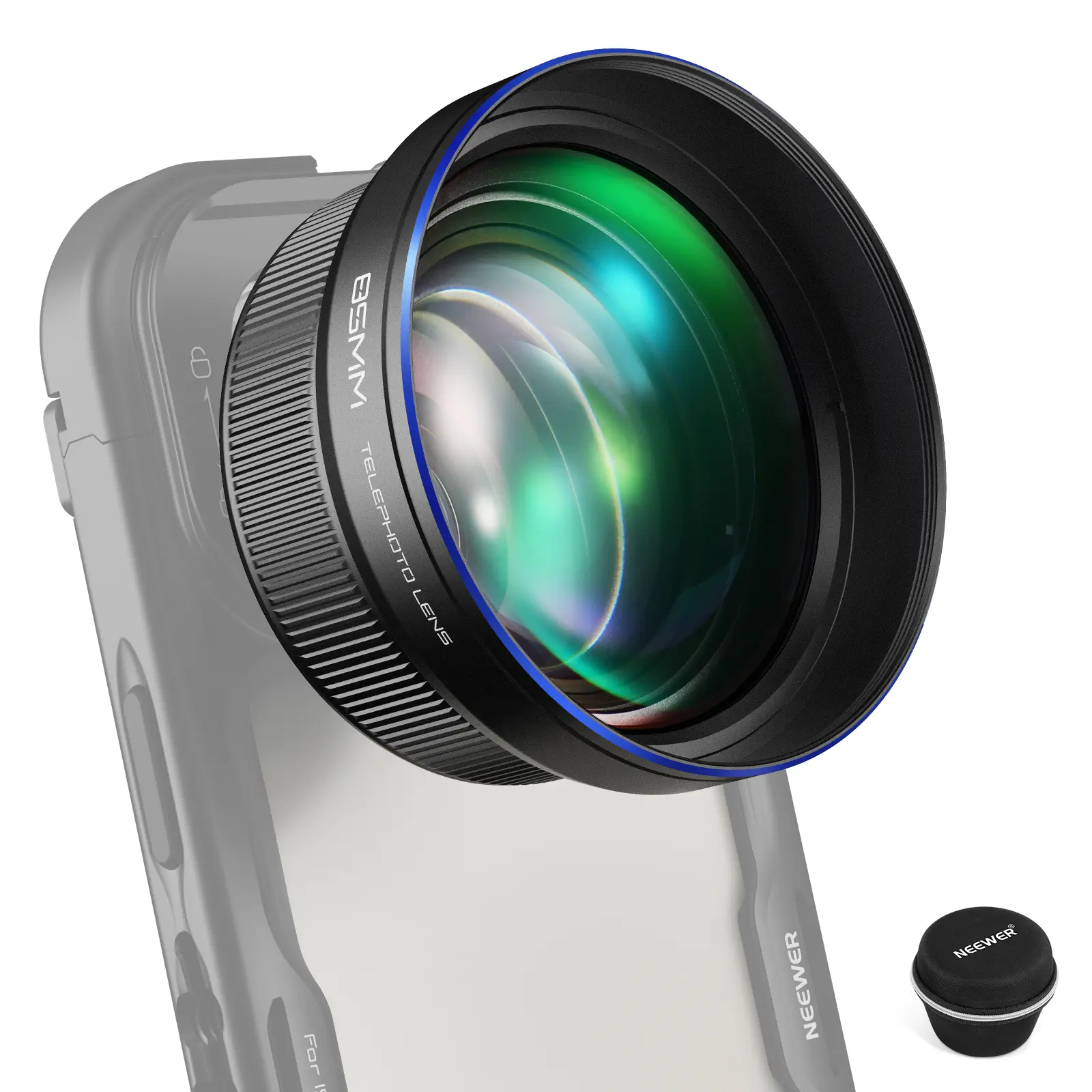 NEEWER LS-59 HD 85MM Telephoto Phone Lens Only for 17mm Thread Backplate, 2.5X Magnification Compatible with SmallRig NEEWER iPhone Samsung Phone Cage Case with 17mm Lens Adapter tiktokshopbacktoschool