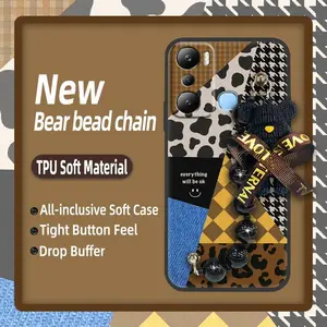 protective case Simplicity Phone Case For infinix X665C/Hot20i/X665E Back Cover silicone Bear bracelet Waterproof Skin-friendly feel Anti-knock Dirt-resistant Cartoon cute