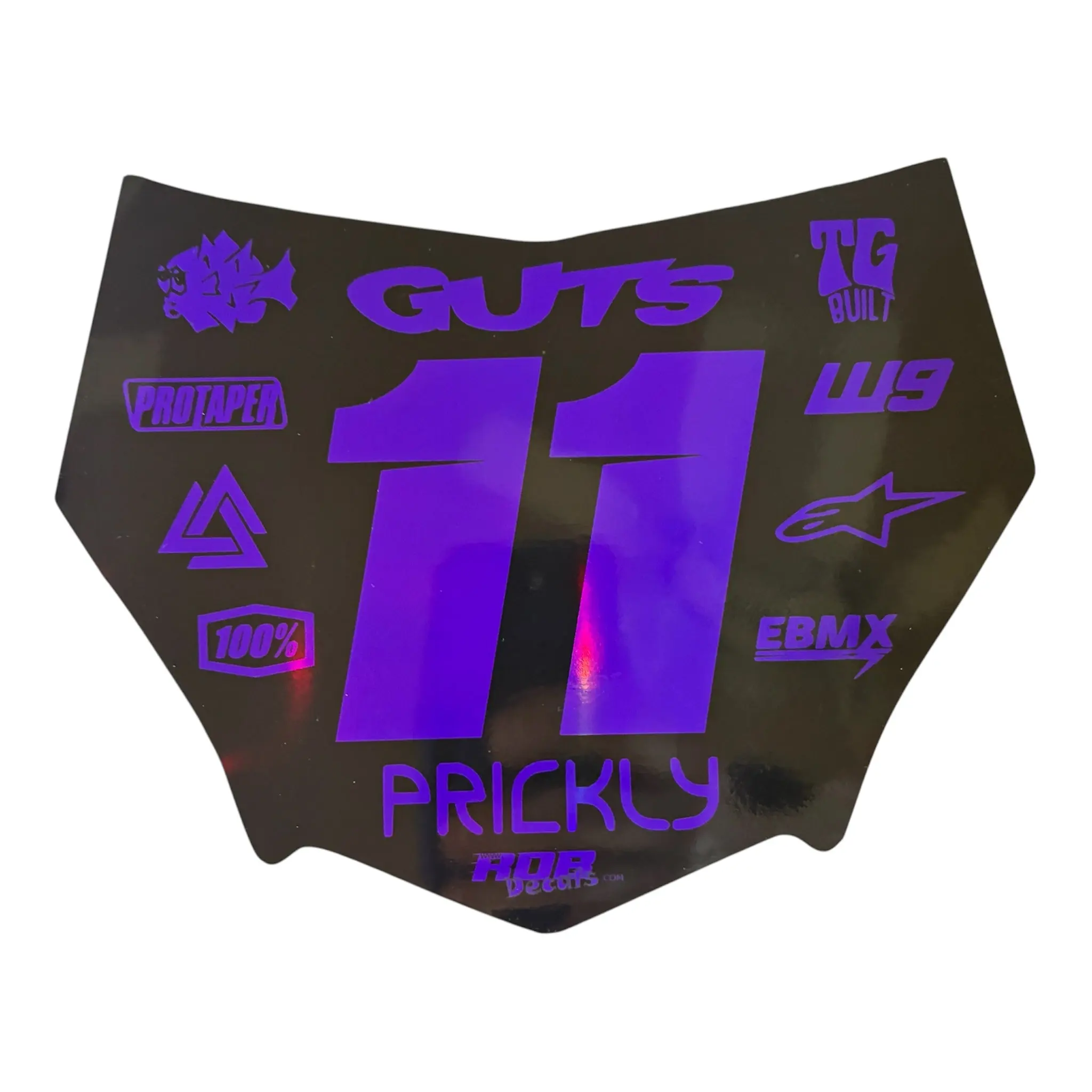 MotoCutz Plate Decal — 11 Logo — Metalic Purple