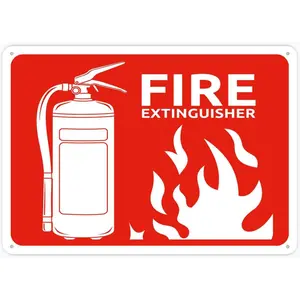 Fire Extinguisher For House Door Office Business Yard,Metal Aluminum Rust Free Sign - 12" X 8", Pre-Drilled Holes, Weather Resistant