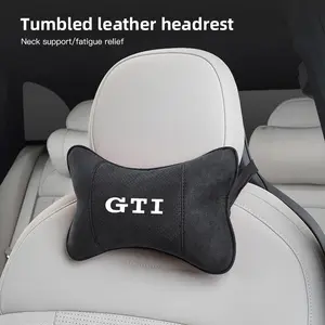 Car Tumbled leather headrest Seat Neck Pillow For VW Atlas Jetta Touareg Variant Golf Polo GTI Taos Nivus Passat Tiguan Arteon Taigo Caddy Sharan Beetle CC Amarok Transporter Caravelle Crafter Touran Scirocco Virtus