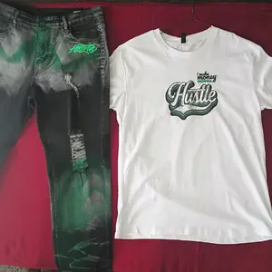 Men’s GED “I MAKE MONEY MOVES” Outfit — White Tee + GED Jeans (HUSTLE DTF)