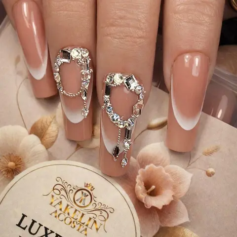 Yakelin Acosta Luxpress Full Cover Soft Gel Glue-On Nails Set - 240 Pink French Tips, Easy-Apply DIY Fake Nail Extensions, Fake Press-Ons for Salon-Like Transformation