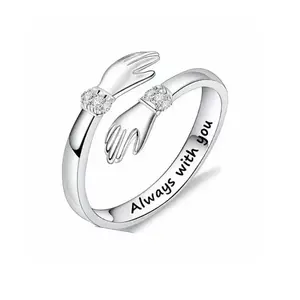 To My Daughter Hug Ring Inspirational Stainless Steel Ring A Symbol of Love and Protection for Women Perfect Jewelry Gift for Her Birthday or Christmas