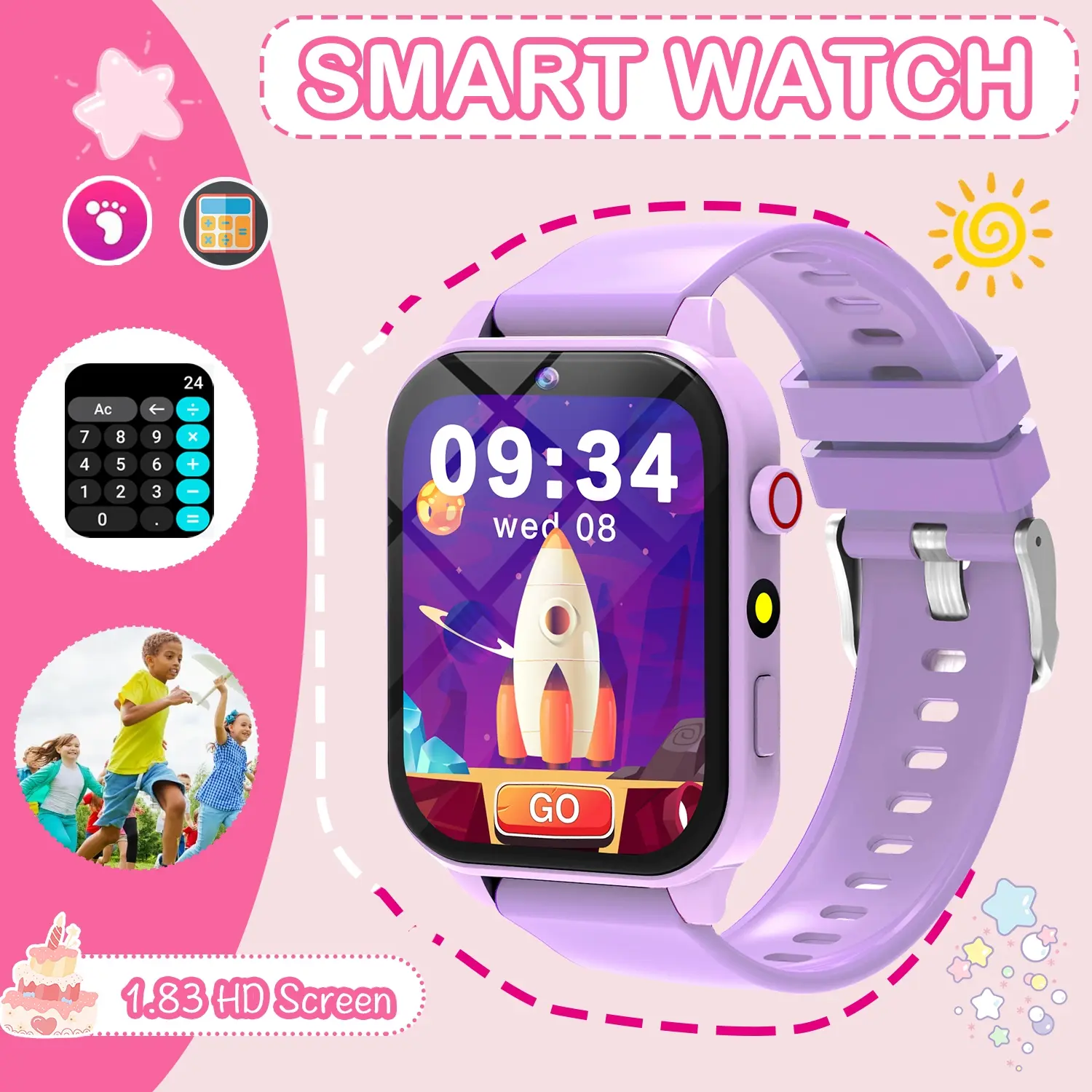 Kids Smart Watch with Camera, Album, 18 Games, Calculator, Calendar, LED Light, Perfect Holiday Gift for Children, Digital Toddler Watch