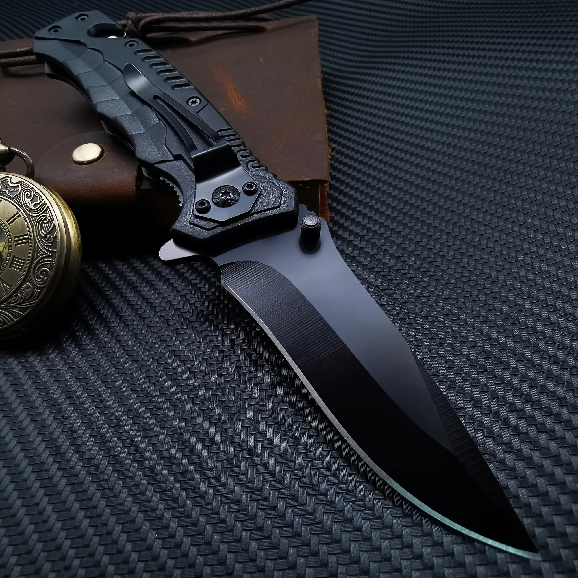 Heavy-Duty Stainless Steel Folding Knife, Portable EDC Pocket Knife with Ergonomic Grip for Camping, Survival, and Outdoor Adventure, Survival Supplies, Versatile Tools