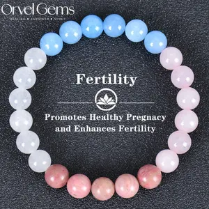 Fertility Energy Crystal Bracelet – Rose Quartz, Amethyst & Tiger’s Eye Healing Gemstone Gift, Symbolic Support for Women, Couples & New Beginnings