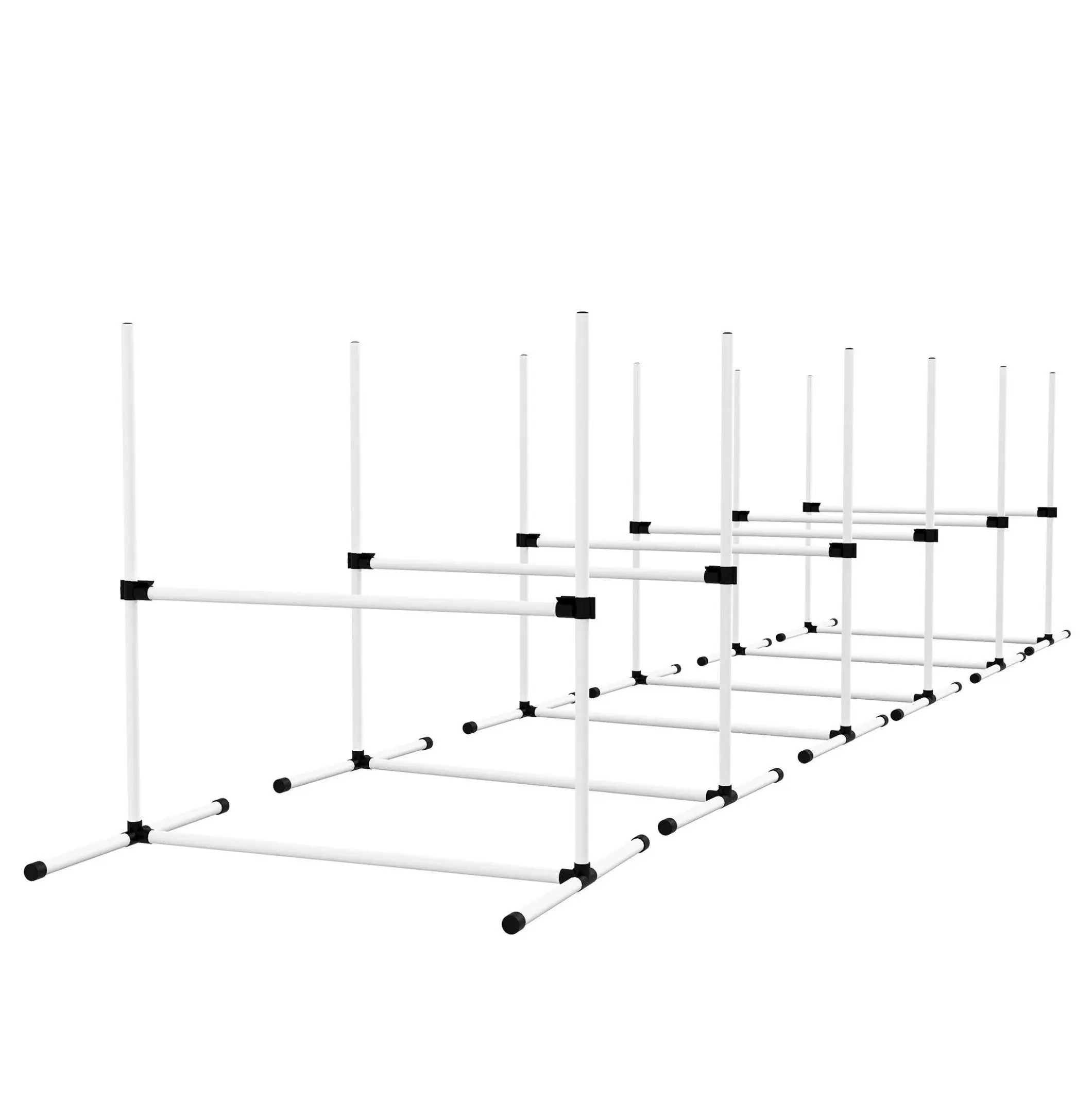 Plastic Dog Agility Set - 6-Piece Adjustable Height Bars, PE/PVC Construction, 39" L x 25.5" W x 37" H, Indoor/Outdoor Kit for Beginners & Advanced Trainers, All Sizes Dogs, White
