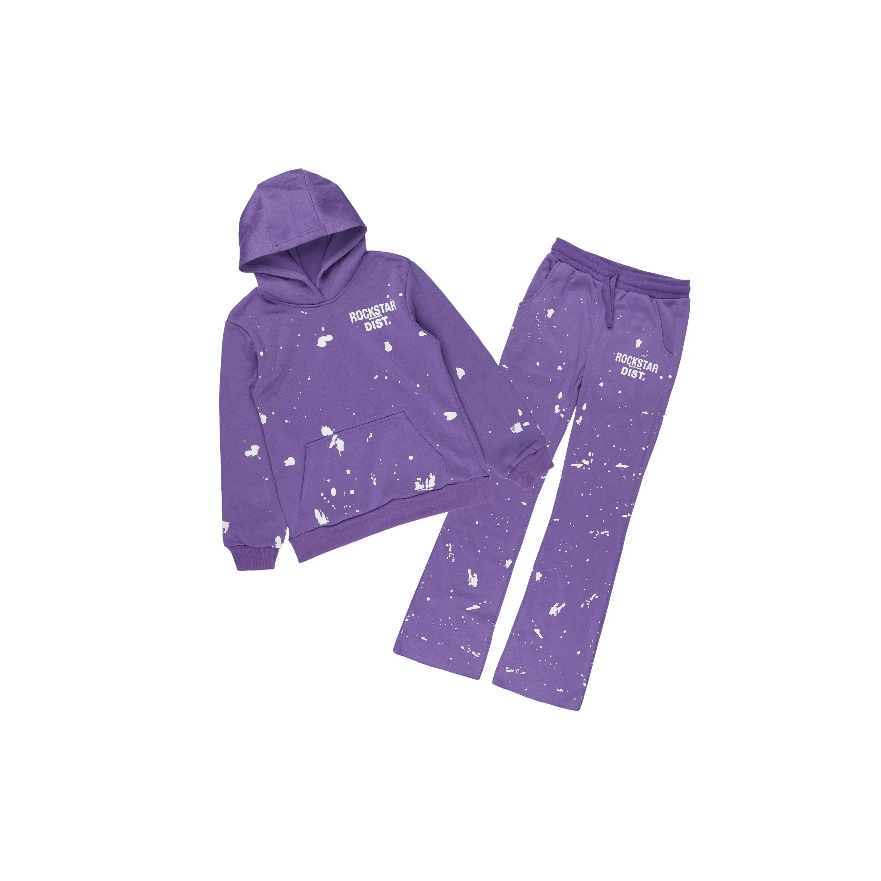 Girls Hadley Purple Hoodie Stacked Flare Track Set
