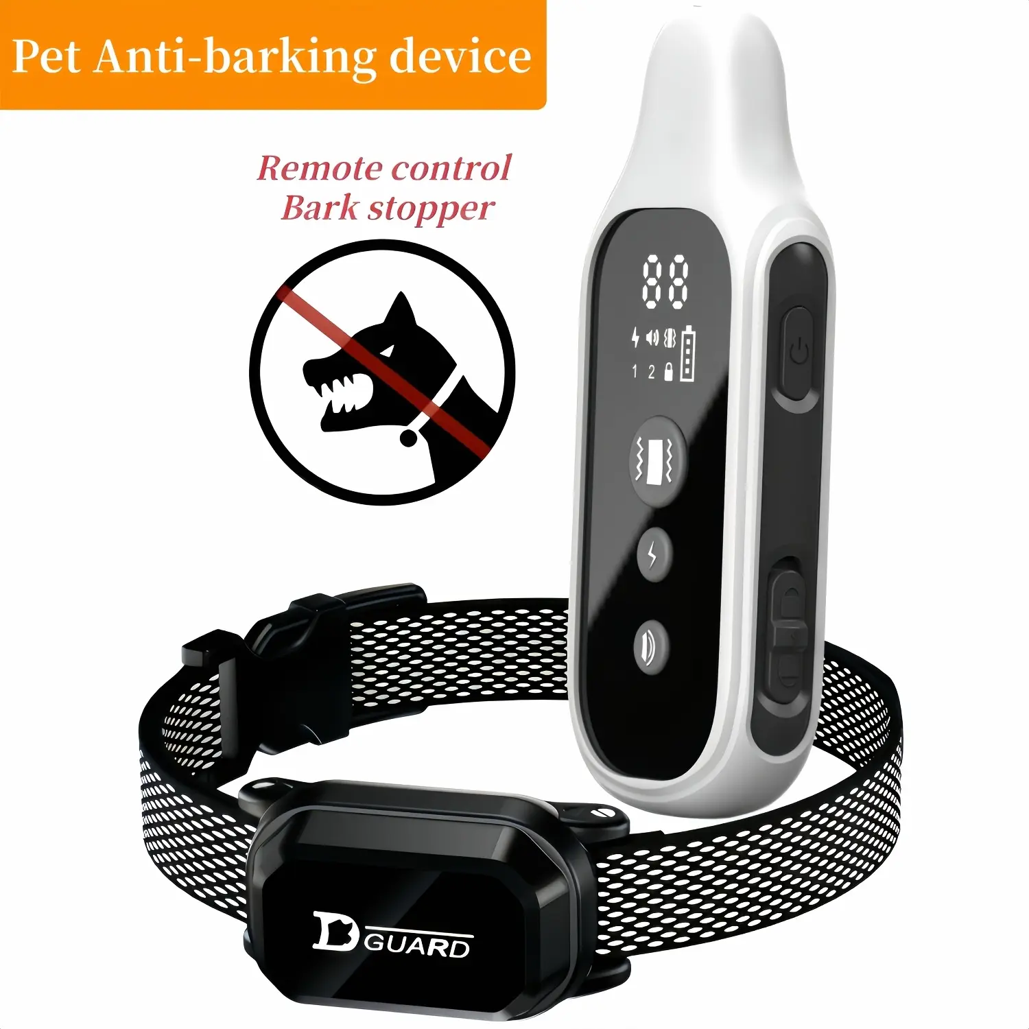 Electric Dog Training Collar Digital Rechargeable Remote Control Vibrator Pet Dog BarkStop Shock Collar Anti-barking Device, Suitable for All Types Of Dogs, Prevent Your Dogfrom Barking/biting/chasing/no One At Home, And Make It A Good Dog, Bark