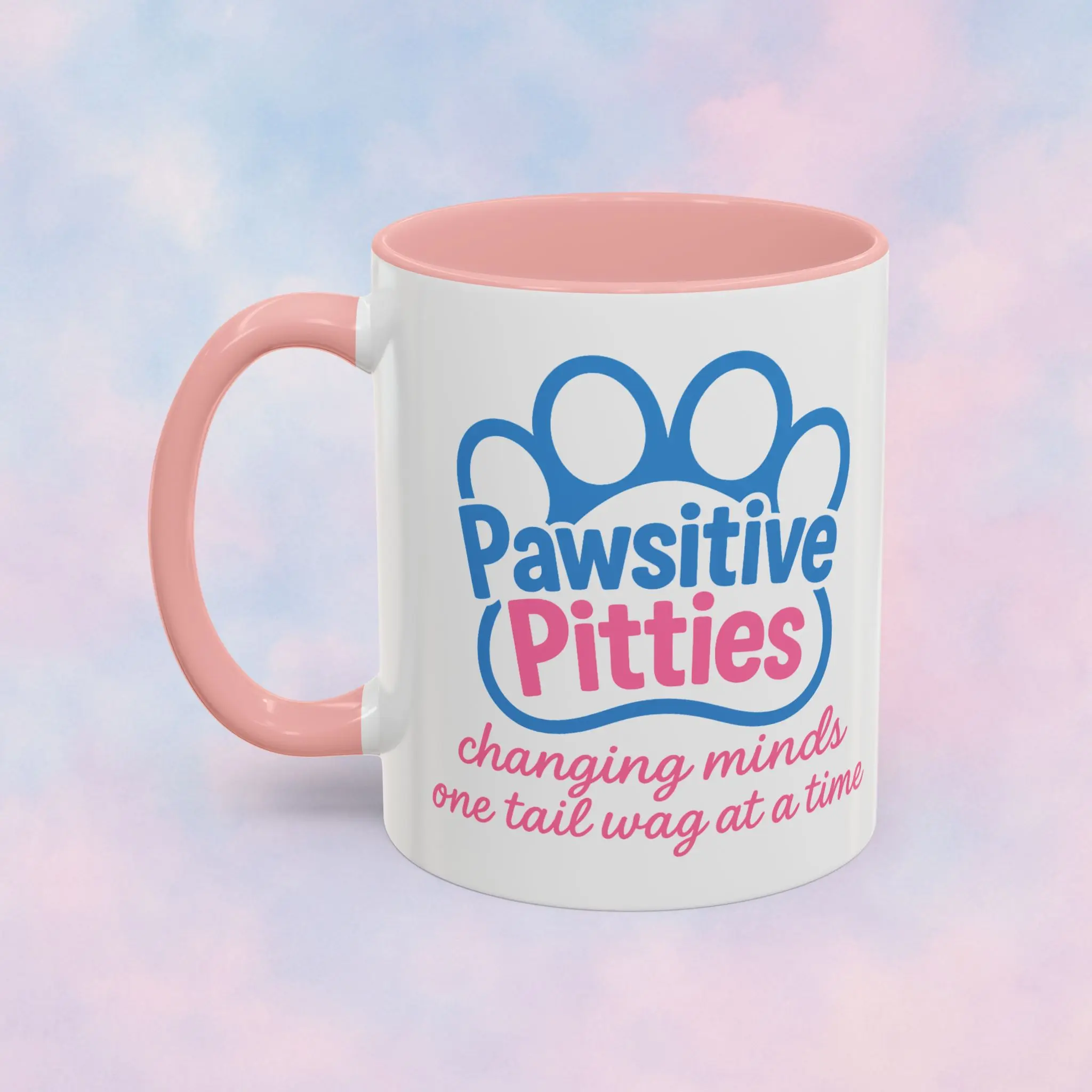 PawsitivePitties Mug Changing Minds Dog Lover Gift (pink text)