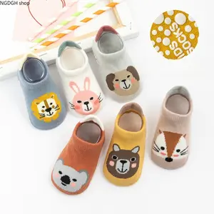 Trendy Yellow Bear Baby Socks - Premium Cartoon Animal Ankle Socks with Large Area Non-Slip Grip Bottom, Soft Breathable Cotton for Boys Girls, Perfect for Indoor Outdoor Crawling Walking & First Step Training