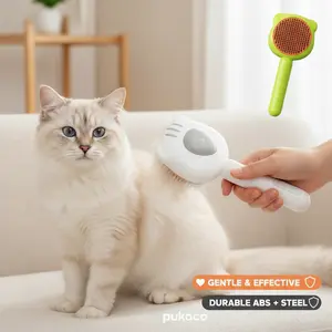Pukaco Cat Comb for Removing Loose Fur - Gentle & Effective Cat & Dog Brushing Tool, Pet Hair Remover, Durable ABS + Steel, Essential Grooming Accessory