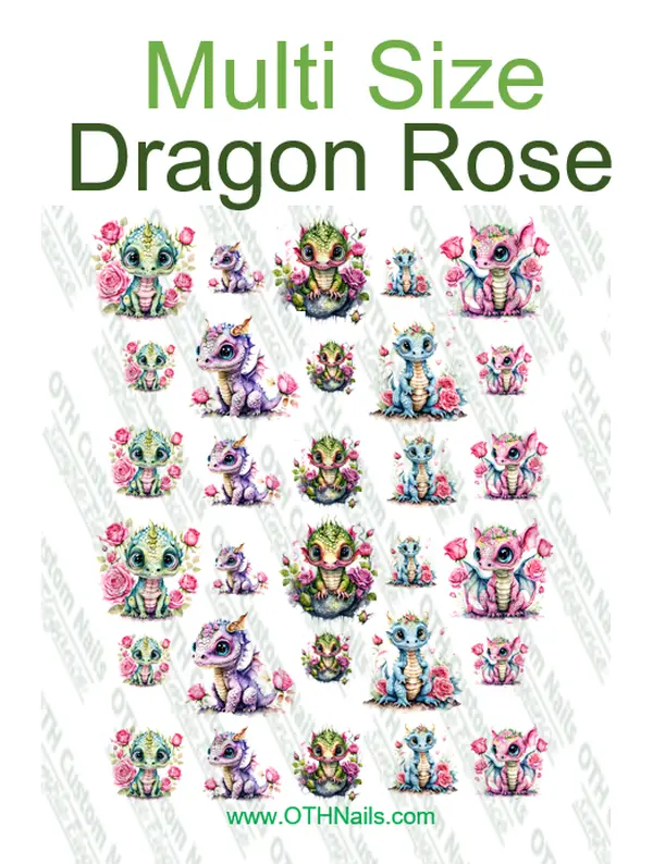 Dragon Rose Valentine Water Slide Nail Decals