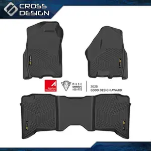 CROSSDESIGN TPE Floor Mats Fit For 09-18 Dodge Ram 1500 Crew Cab TPE All Weather Floor Mats Full Set Liners  Upgraded Version