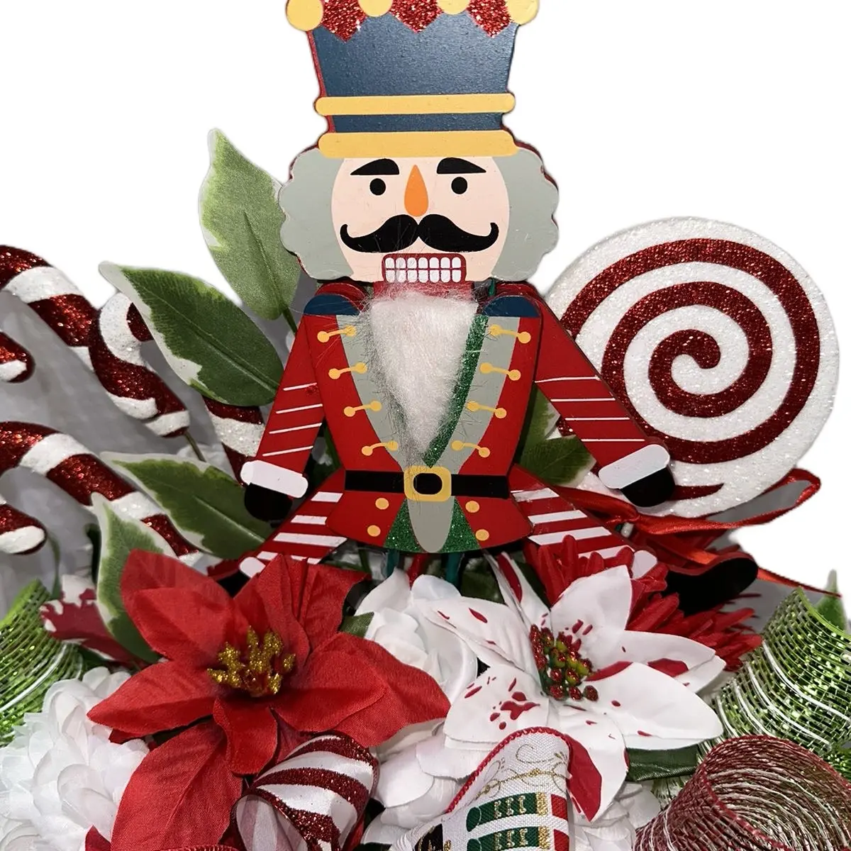 Nutcracker Cemetery Vase Arrangement Made in a foam insert that will fit lmost standard headstones vases.